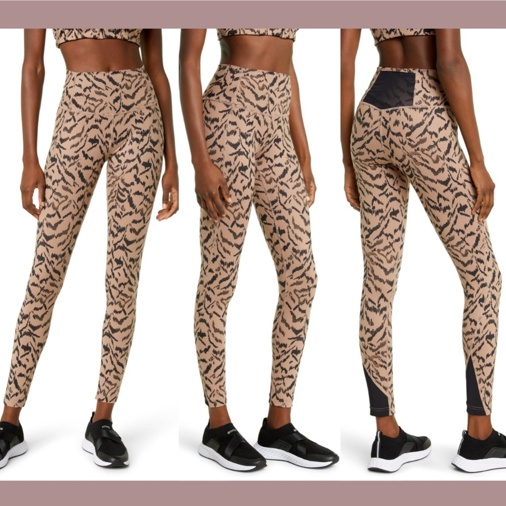NWT Zella [ Small ] High Waist Studio Lite Mesh‎ Ankle Leggings in Tan Zebra